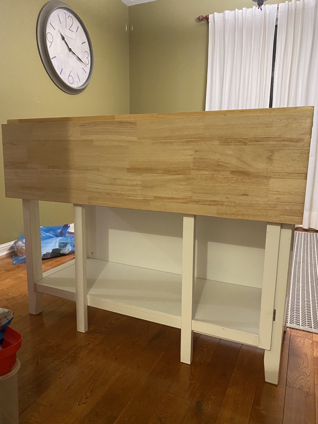 White Kitchen Island with Butcher Block Top - photo 2