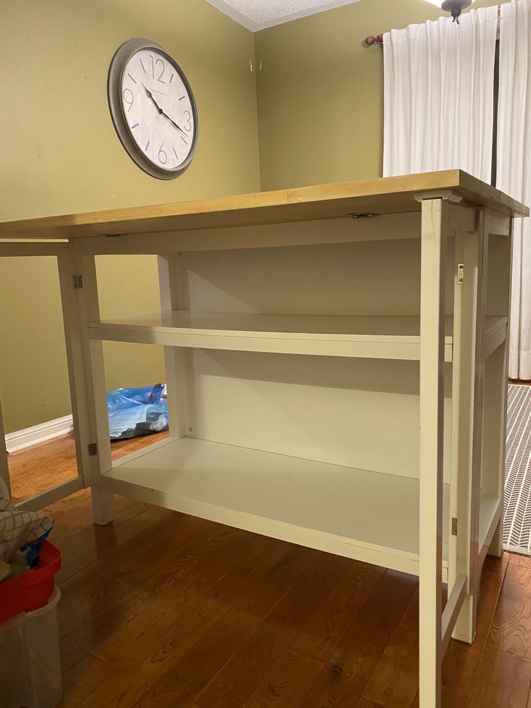 White Kitchen Island with Butcher Block Top