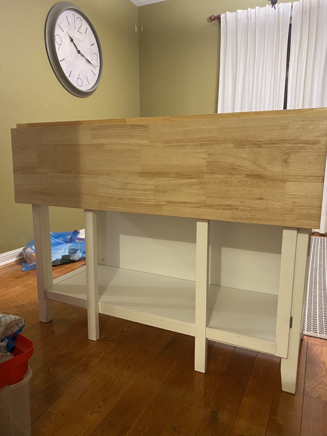 White Kitchen Island with Butcher Block Top - photo 3