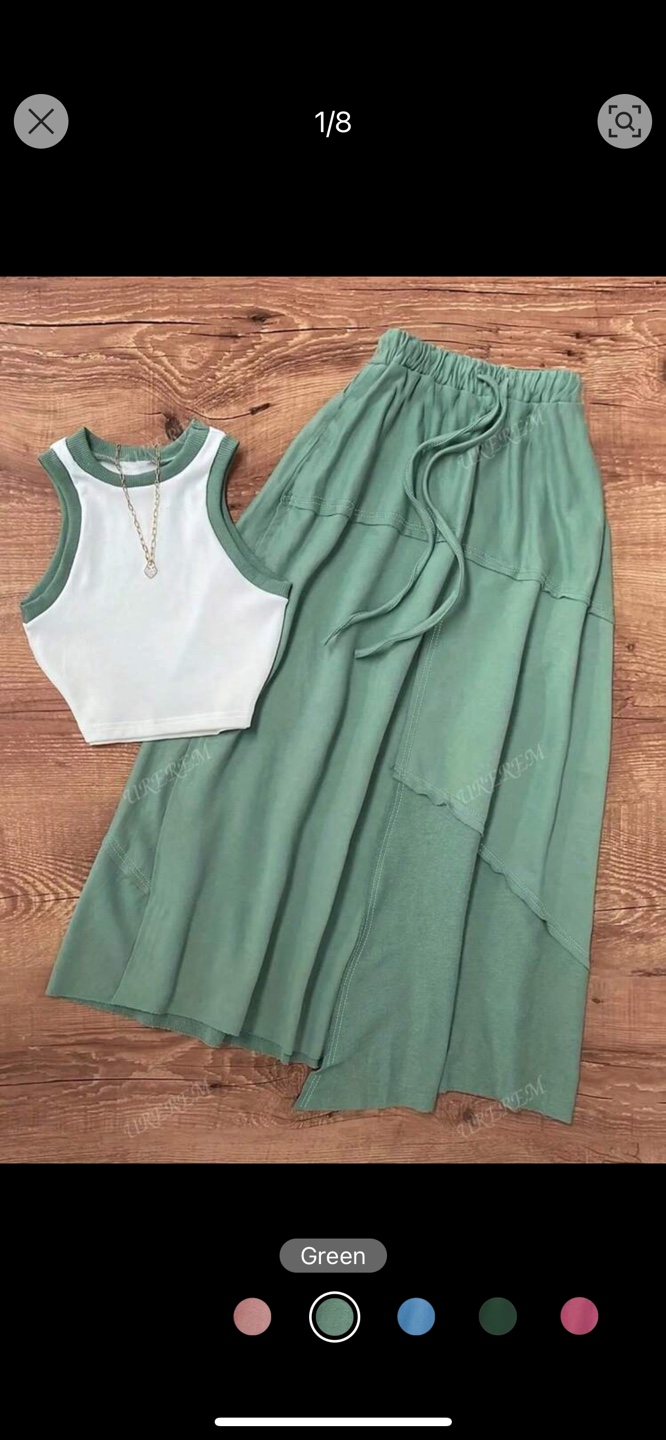 Green Skirt and Tank Top Set