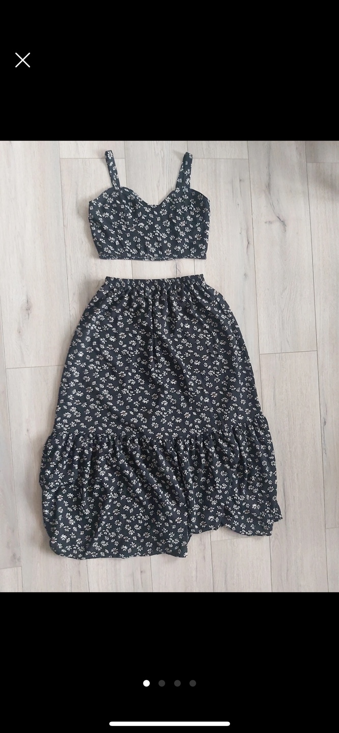 Floral Crop Top and Skirt Set