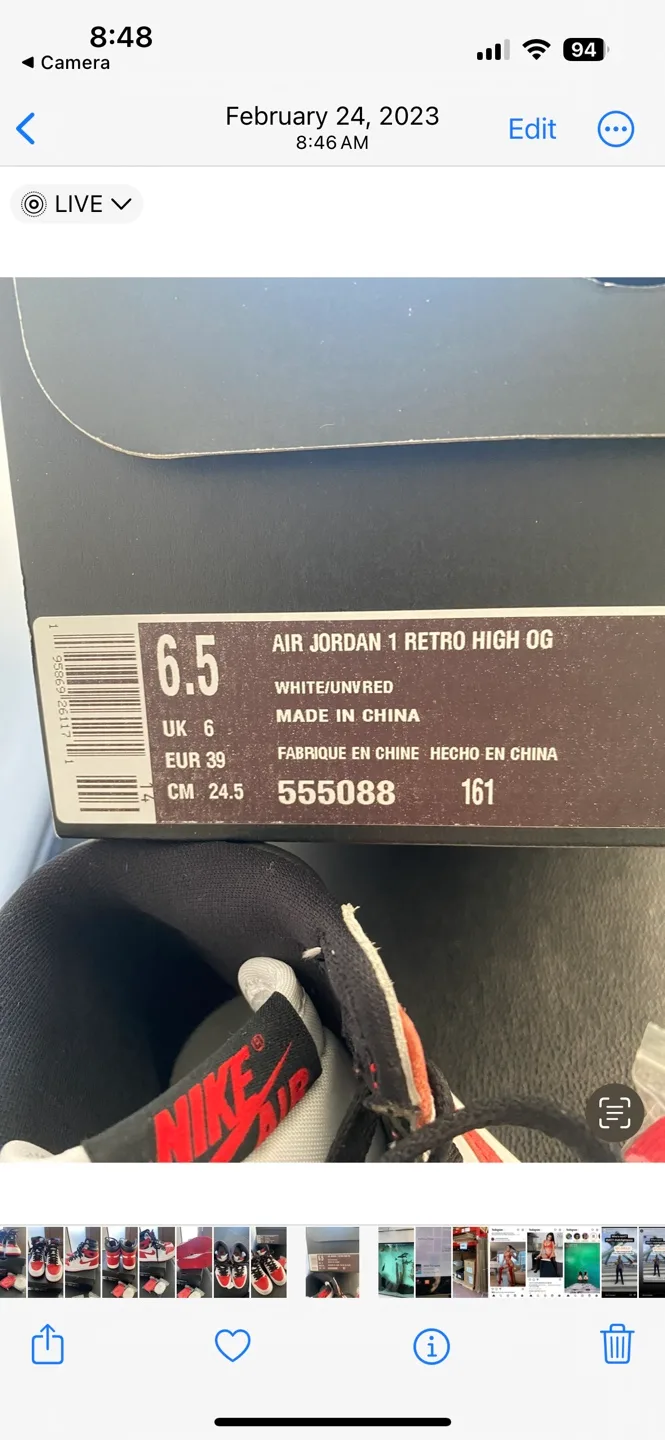 Air Jordan 1 Retro High OG Size Mens 6.5 image indicator(2)
