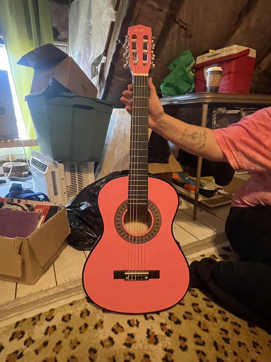 Pink Acoustic Guitar