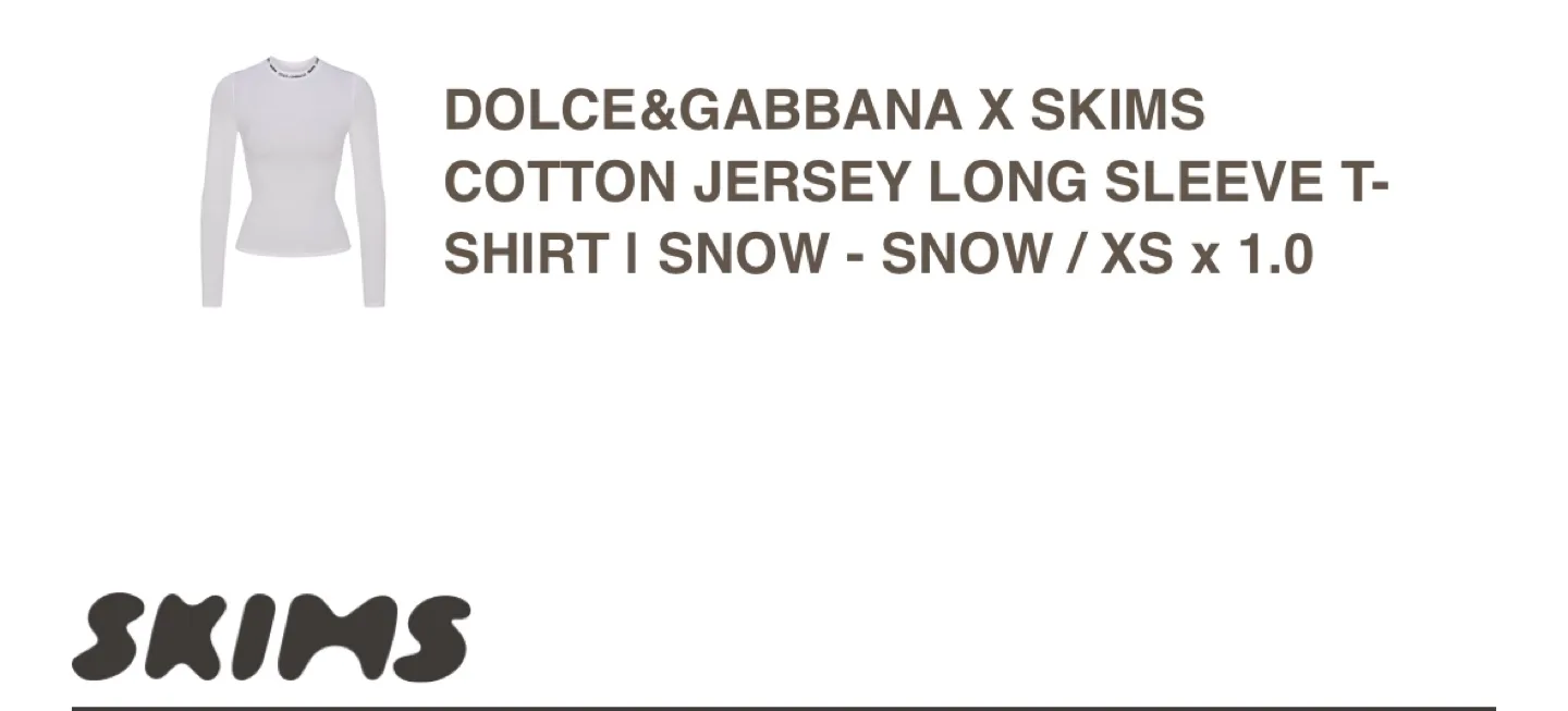 Dolce&Gabbana x Skims white Long Sleeve T-Shirt New in Box. image indicator(7)