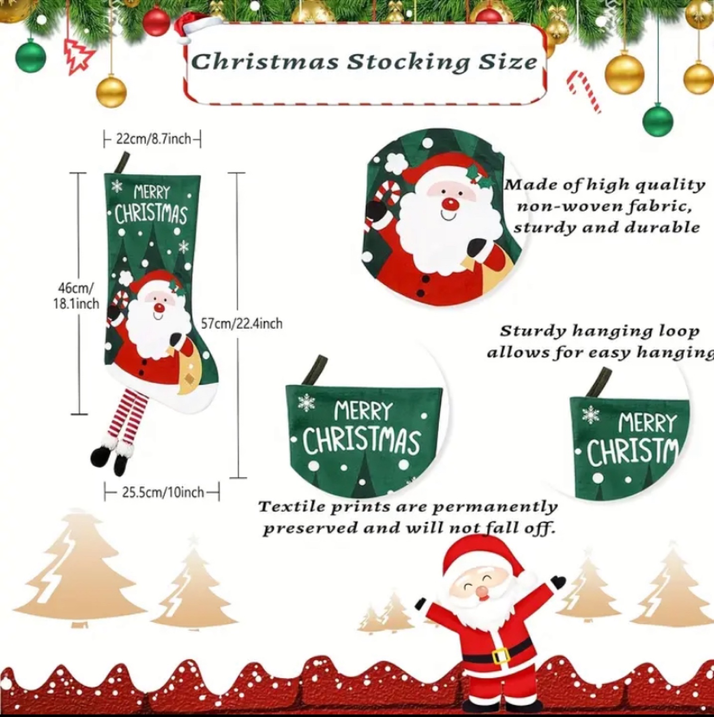 4 Pack Christmas Stockings with Wooden Name Tags - photo 4