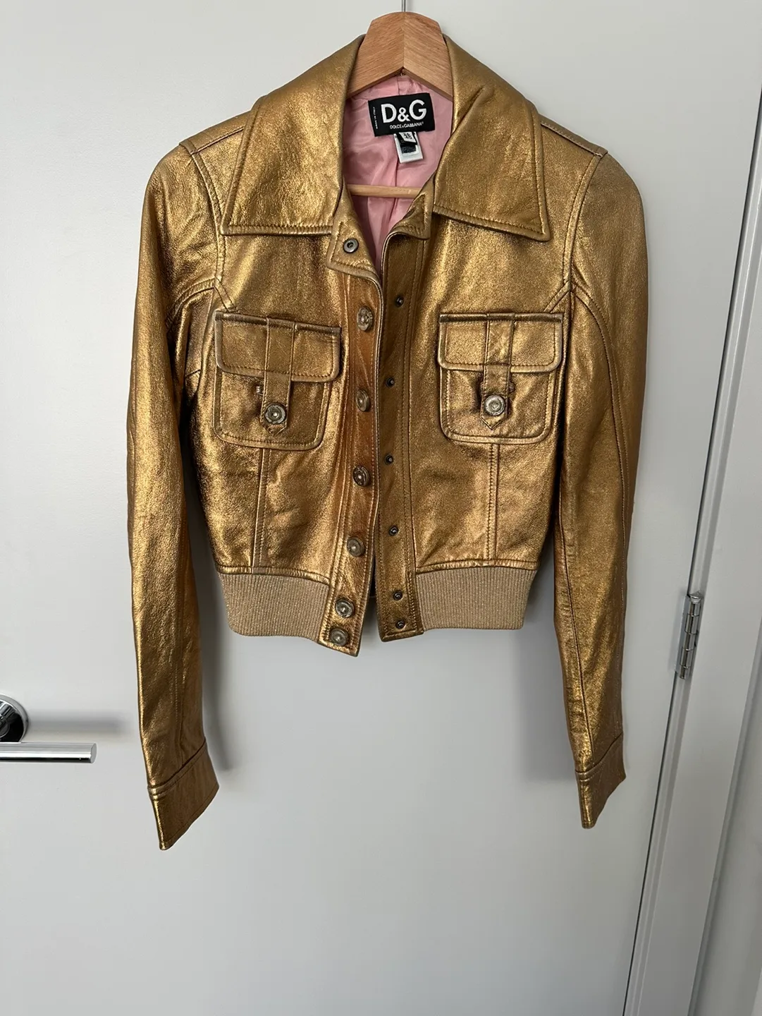 D&G Gold Leather Jacket size 40 Authentic image indicator(2)