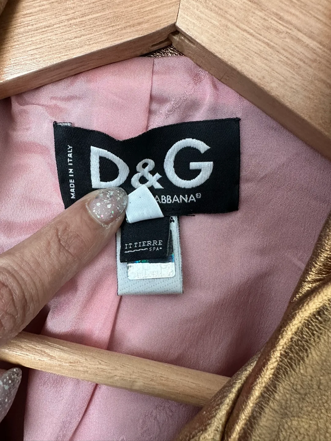 D&G Gold Leather Jacket size 40 Authentic image indicator(3)