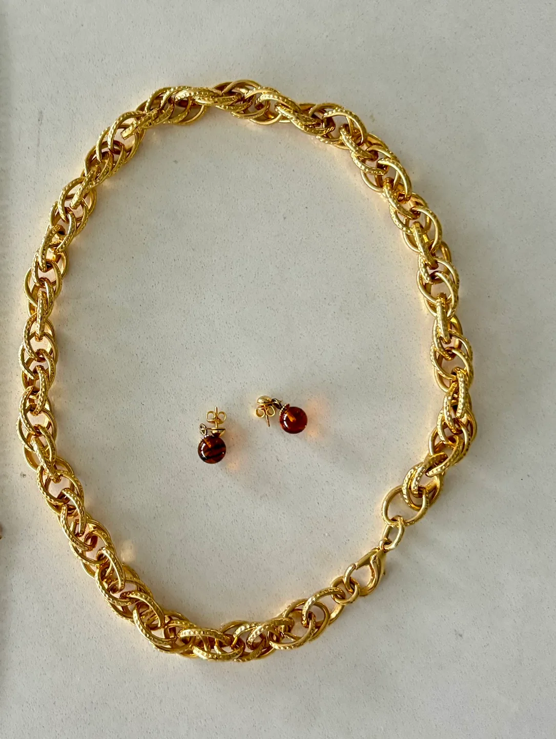 Gold Tone Necklace and Earrings Set image indicator(6)