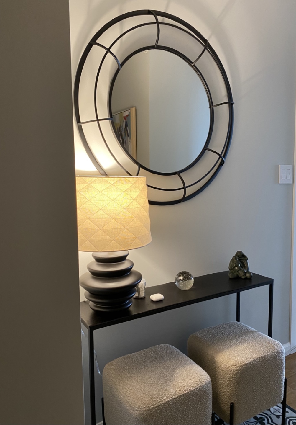 Large Black Round Mirror with Metal Frame - photo 4