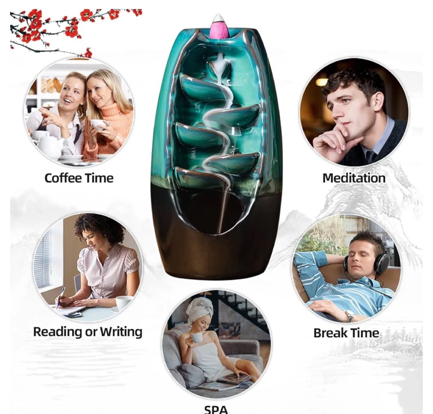 INONE Waterfall Backflow Incense Burner image indicator(6)