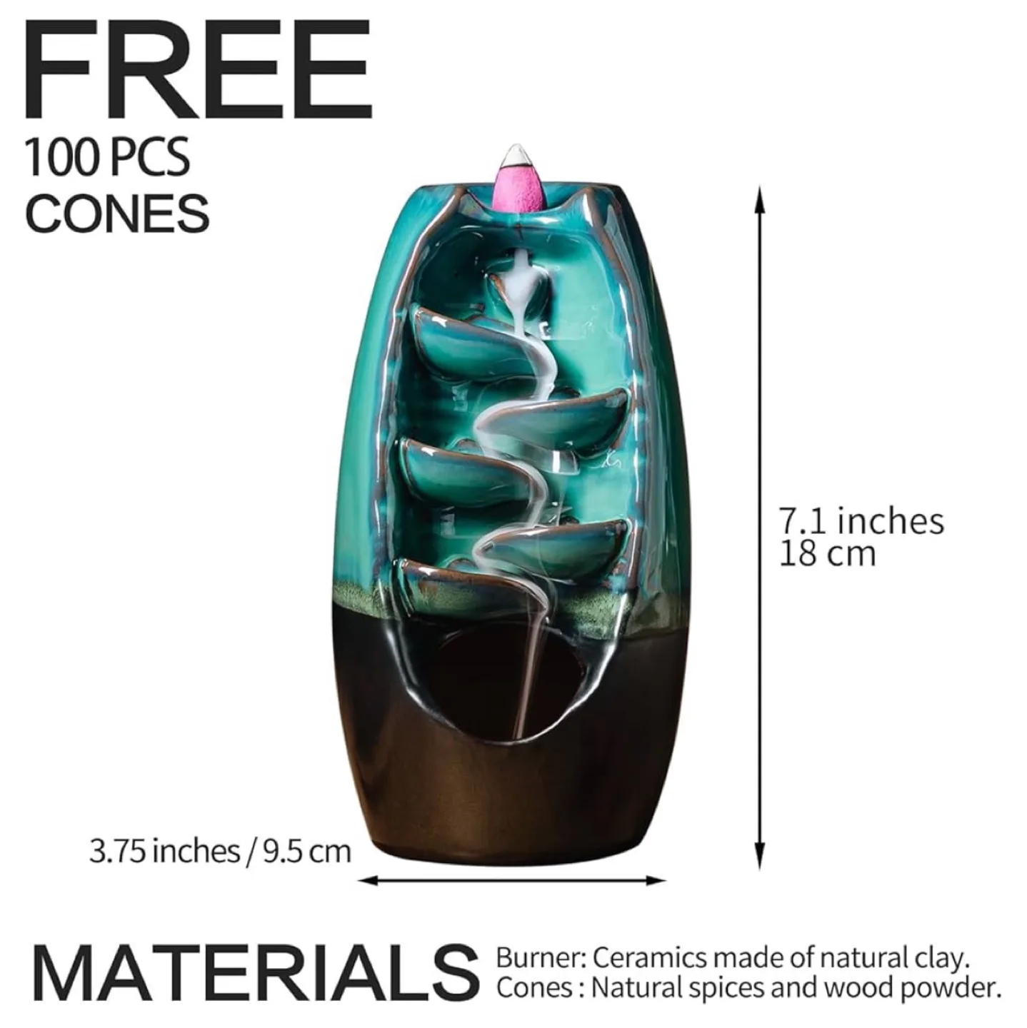 INONE Waterfall Backflow Incense Burner image indicator(3)