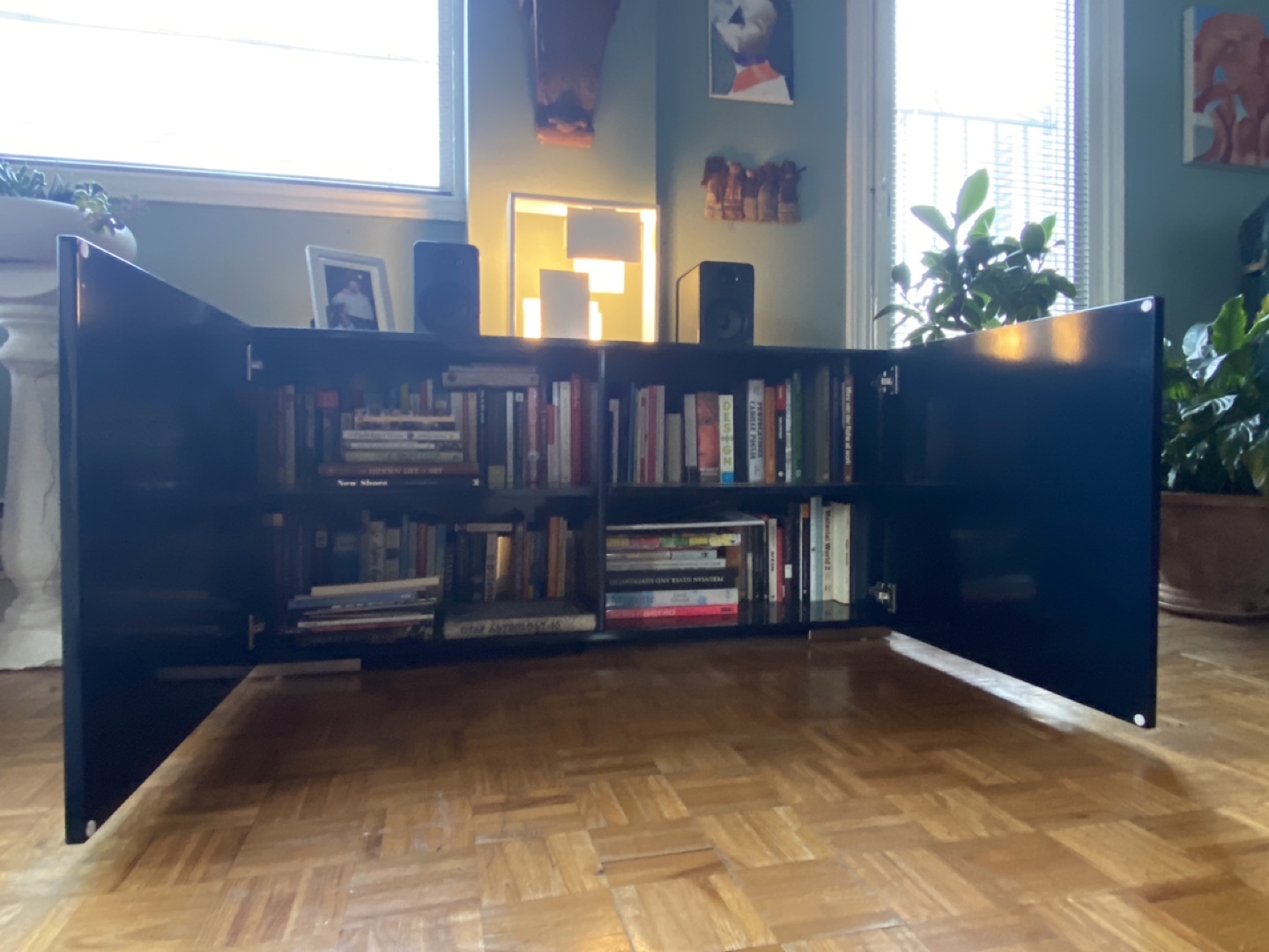CB2 Blue High Gloss Entertainment Unit - photo 3