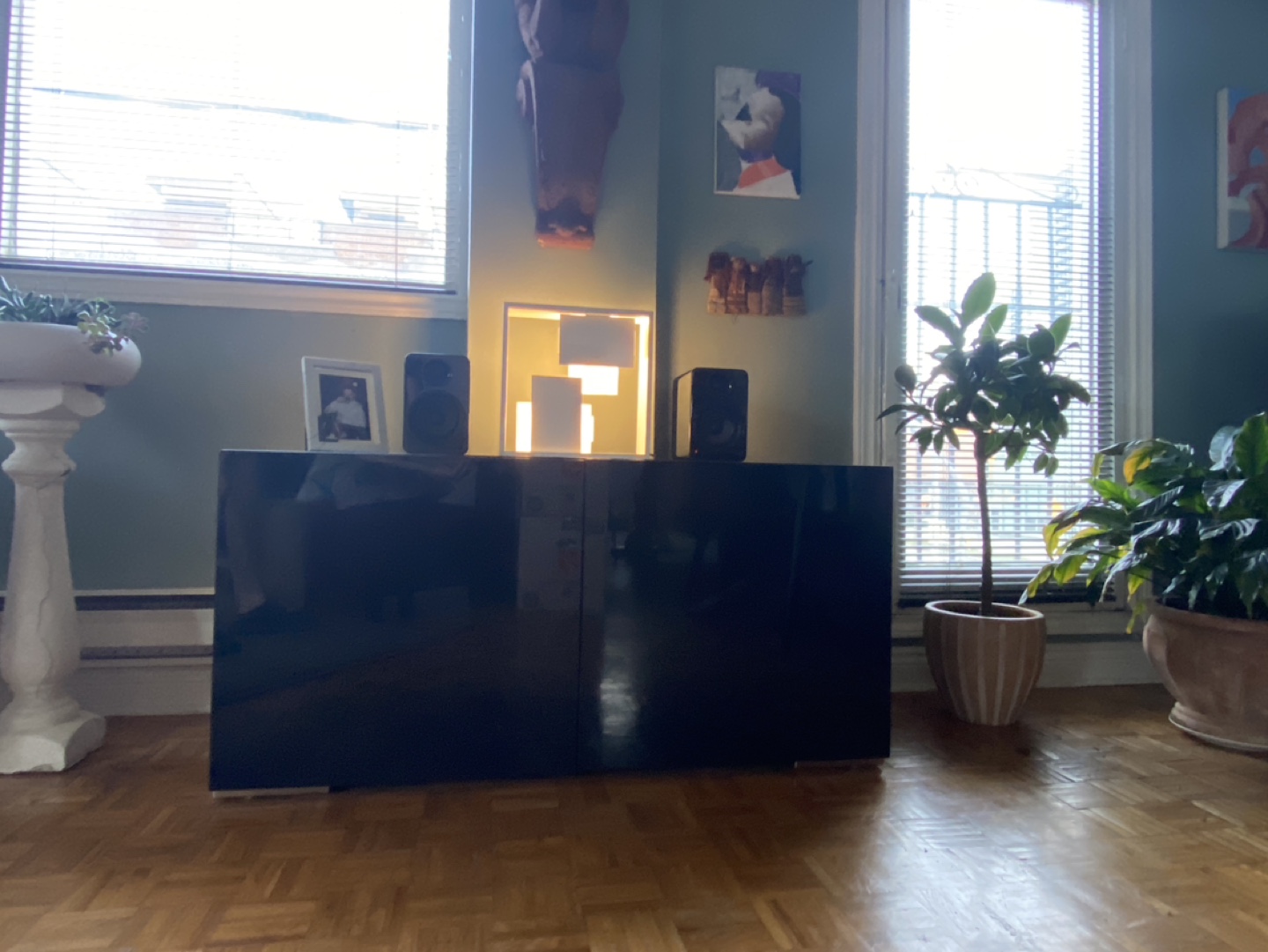 CB2 Blue High Gloss Entertainment Unit - photo 2