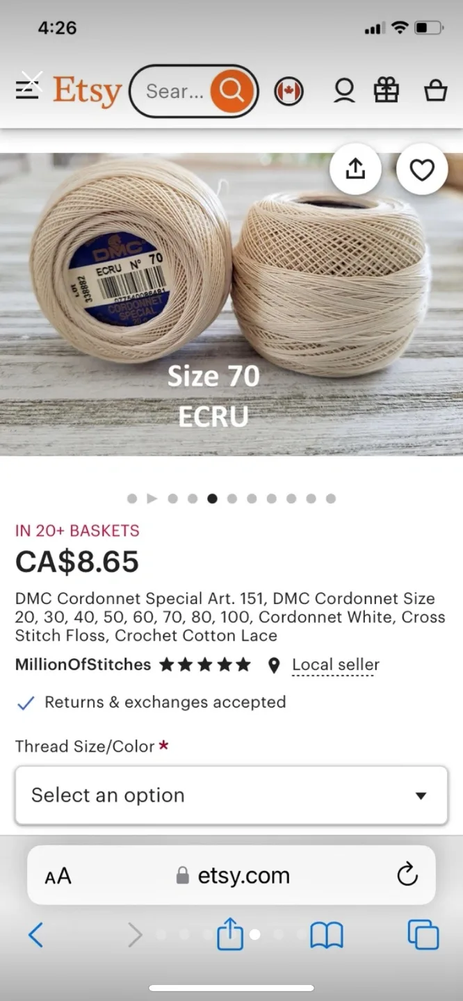 Coats 6 Cord Crochet Thread - White -NEW 17 Balls available image indicator(3)