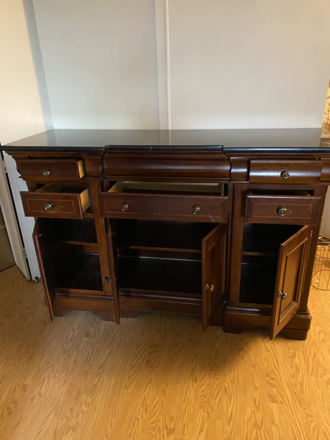Large mahogany Wood with granite top  Buffet Server - photo 2