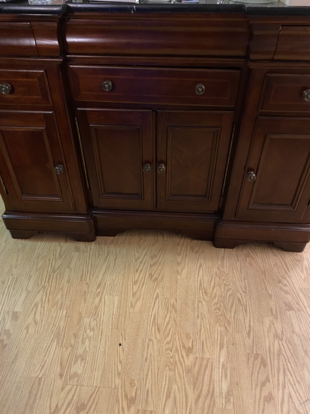 Large mahogany Wood with granite top  Buffet Server