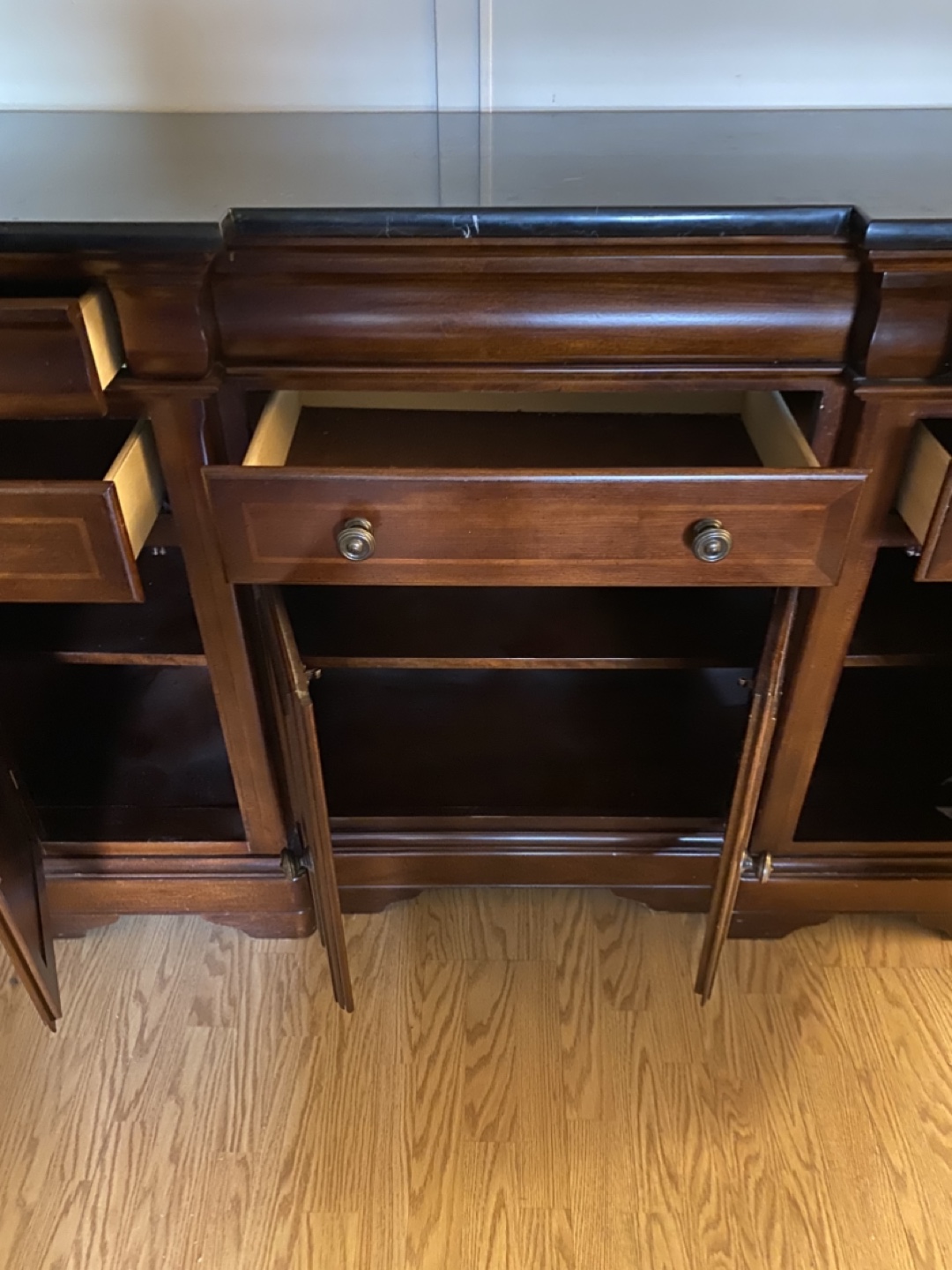 Large mahogany Wood with granite top  Buffet Server - photo 3