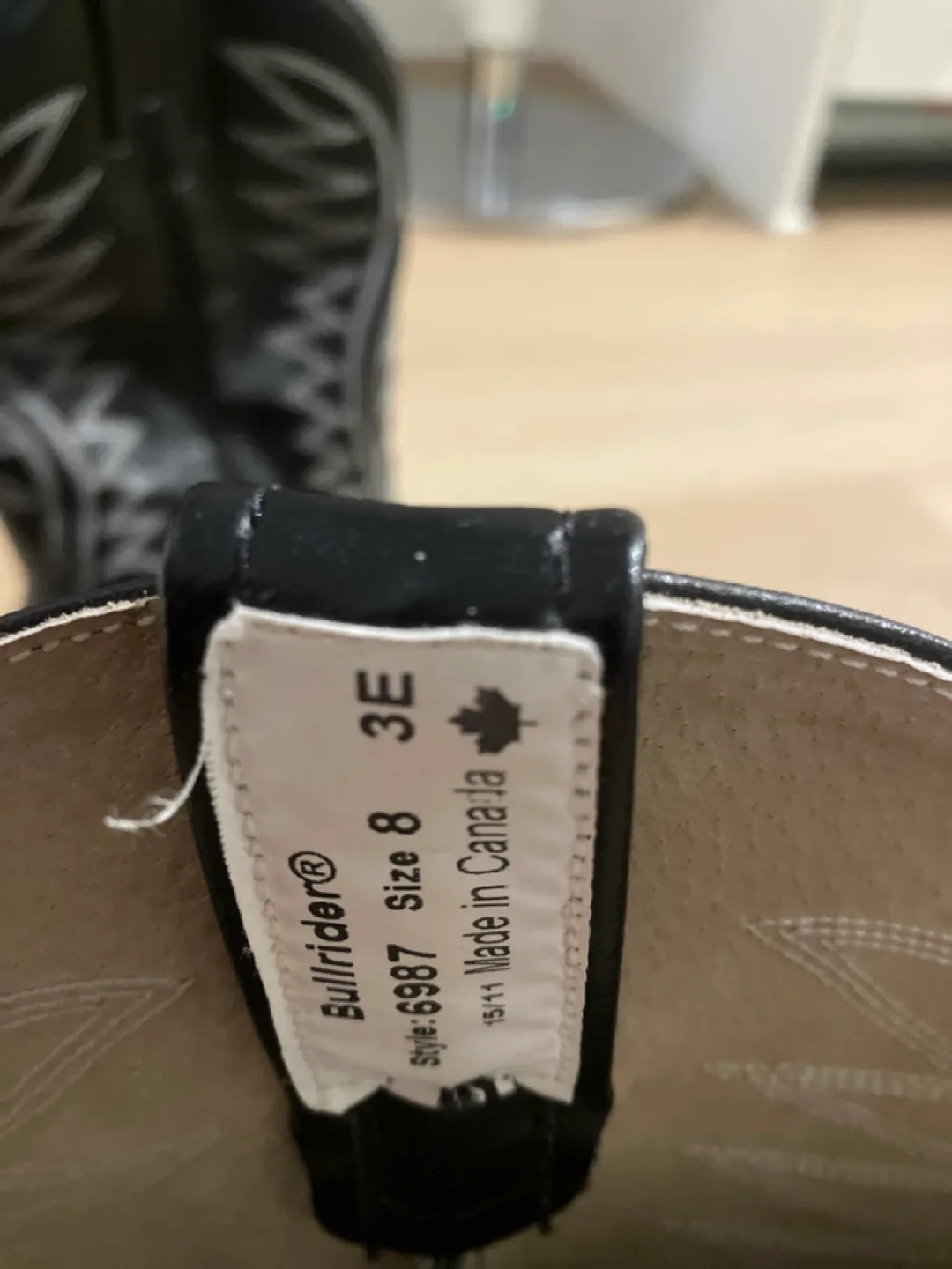 Bullrider Black Leather Cowboy Boots Size 8 image indicator(3)