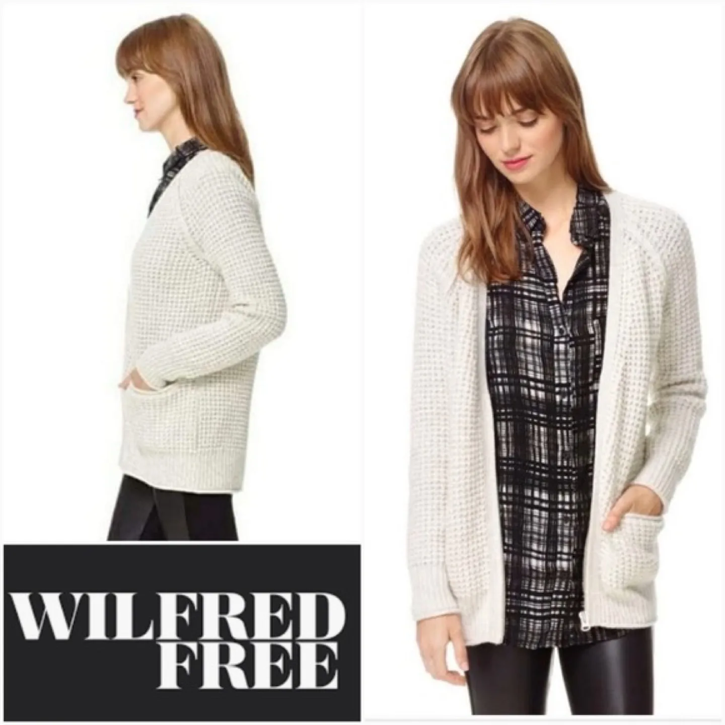 Aritzia Wilfred Free Marin Brown Wool Alpaca Knit Cardigan image indicator(7)