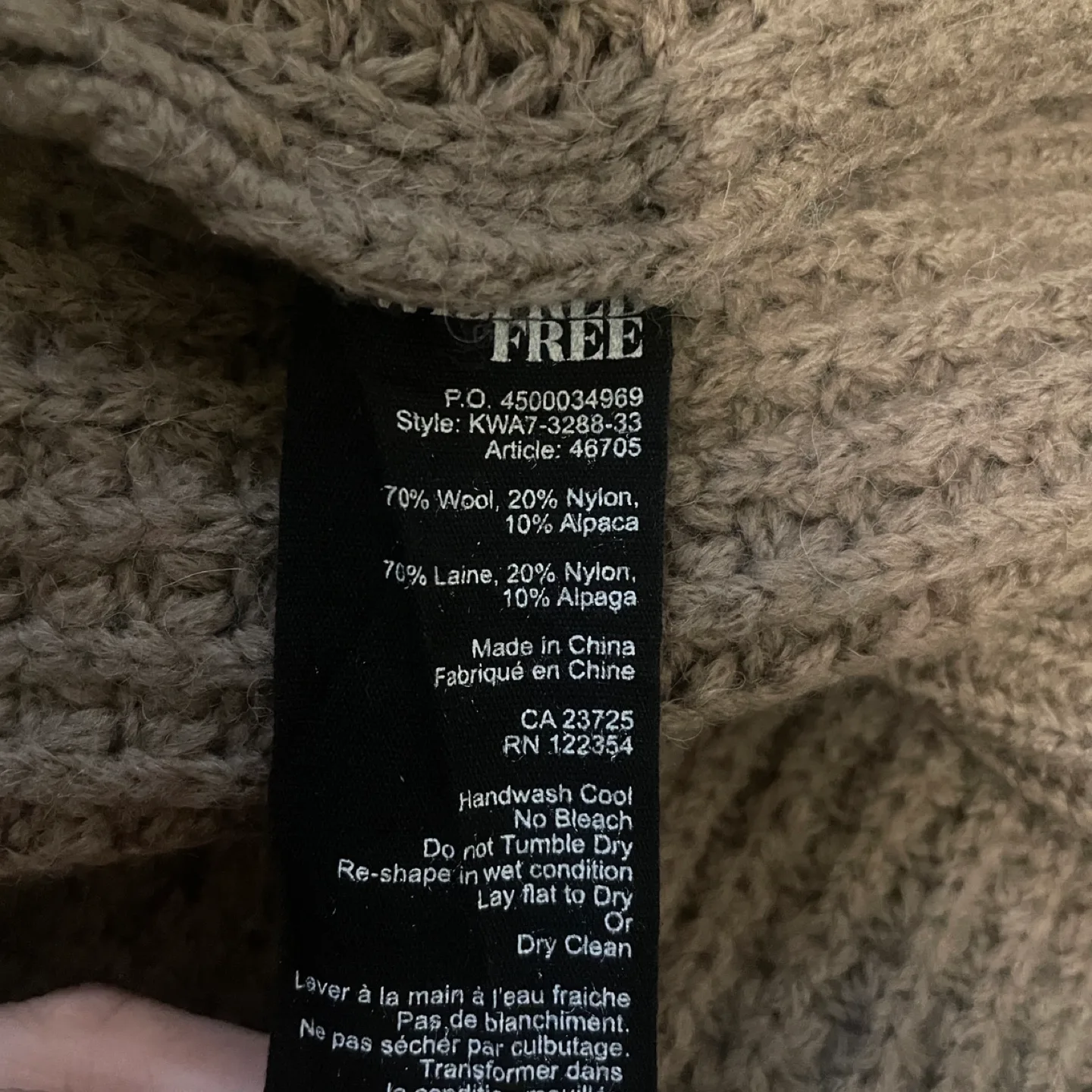 Aritzia Wilfred Free Marin Brown Wool Alpaca Knit Cardigan image indicator(6)