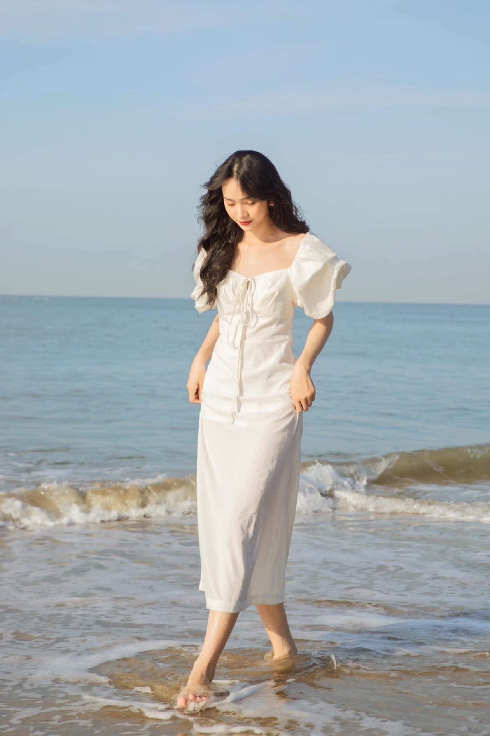 White Puff Sleeve Dress