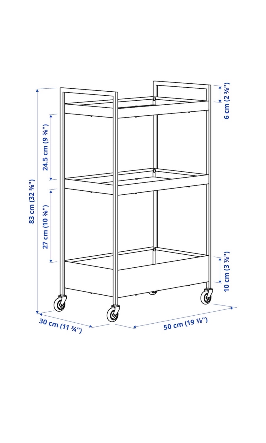 IKEA White Metal Rolling Cart/Shelf Unit - photo 2