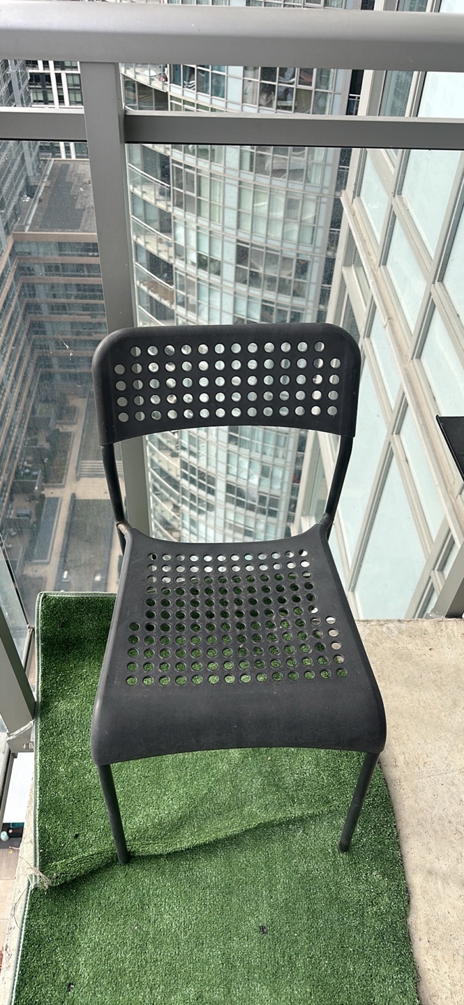 2 IKEA Black Plastic Chair with Cushion - photo 2