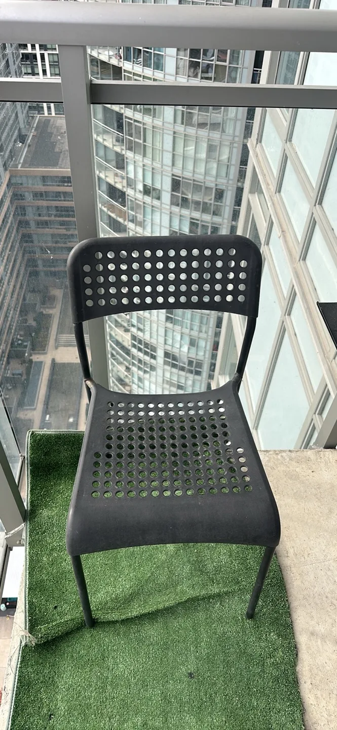 2 IKEA Black Plastic Chair with Cushion image indicator(2)