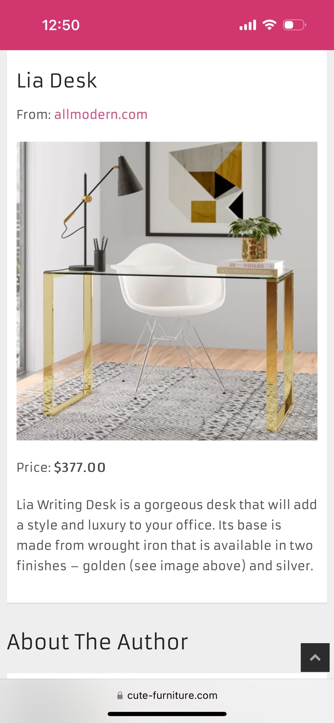 AllModern Gold Glass Desk - photo 3