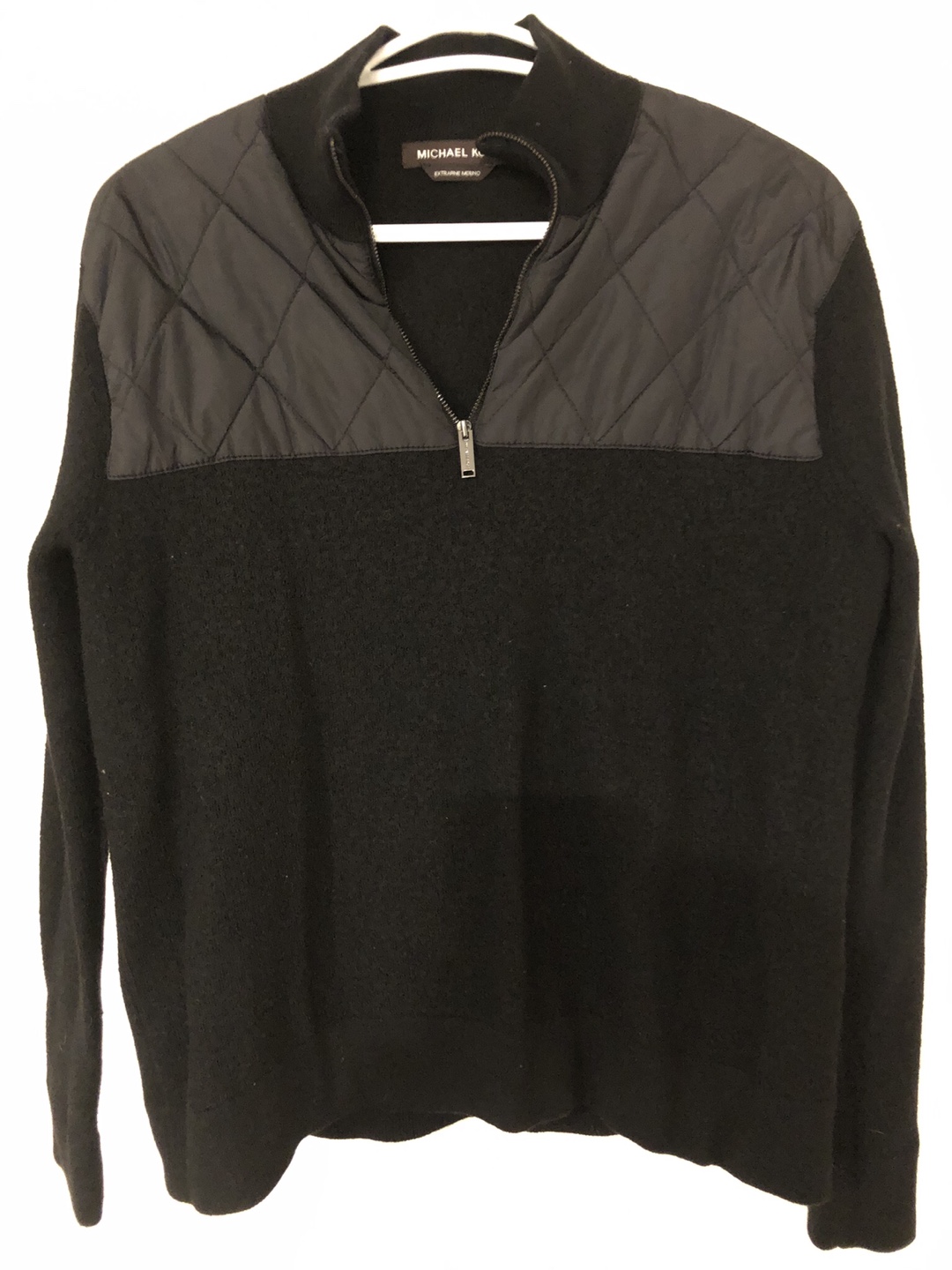 Michael Kors Men's Half Zip Black Quilted Sweater - photo 2