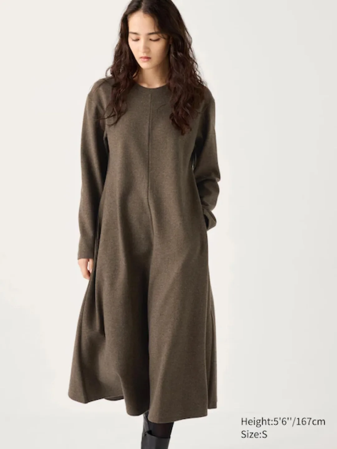 Uniqlo Brown Long Sleeve Dress Size S image indicator(2)