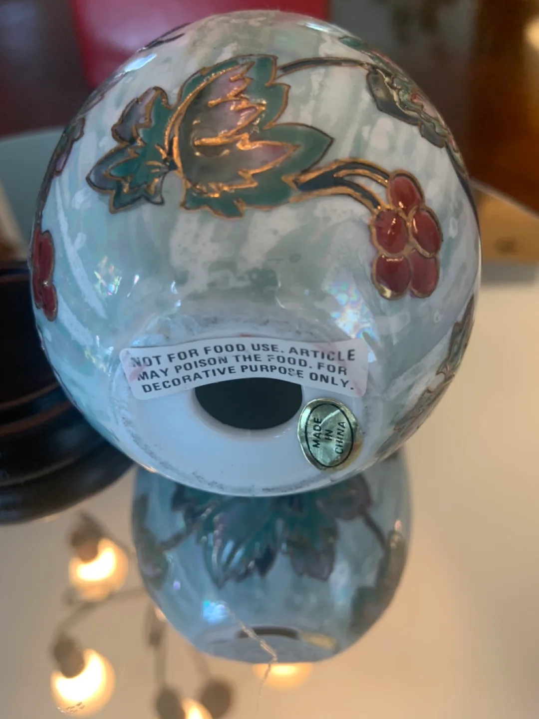 VINTAGE 3 LARGE HAND-PAINTED  GOLD TRIMMED CLOISONNÉ EGGS ! image indicator(7)