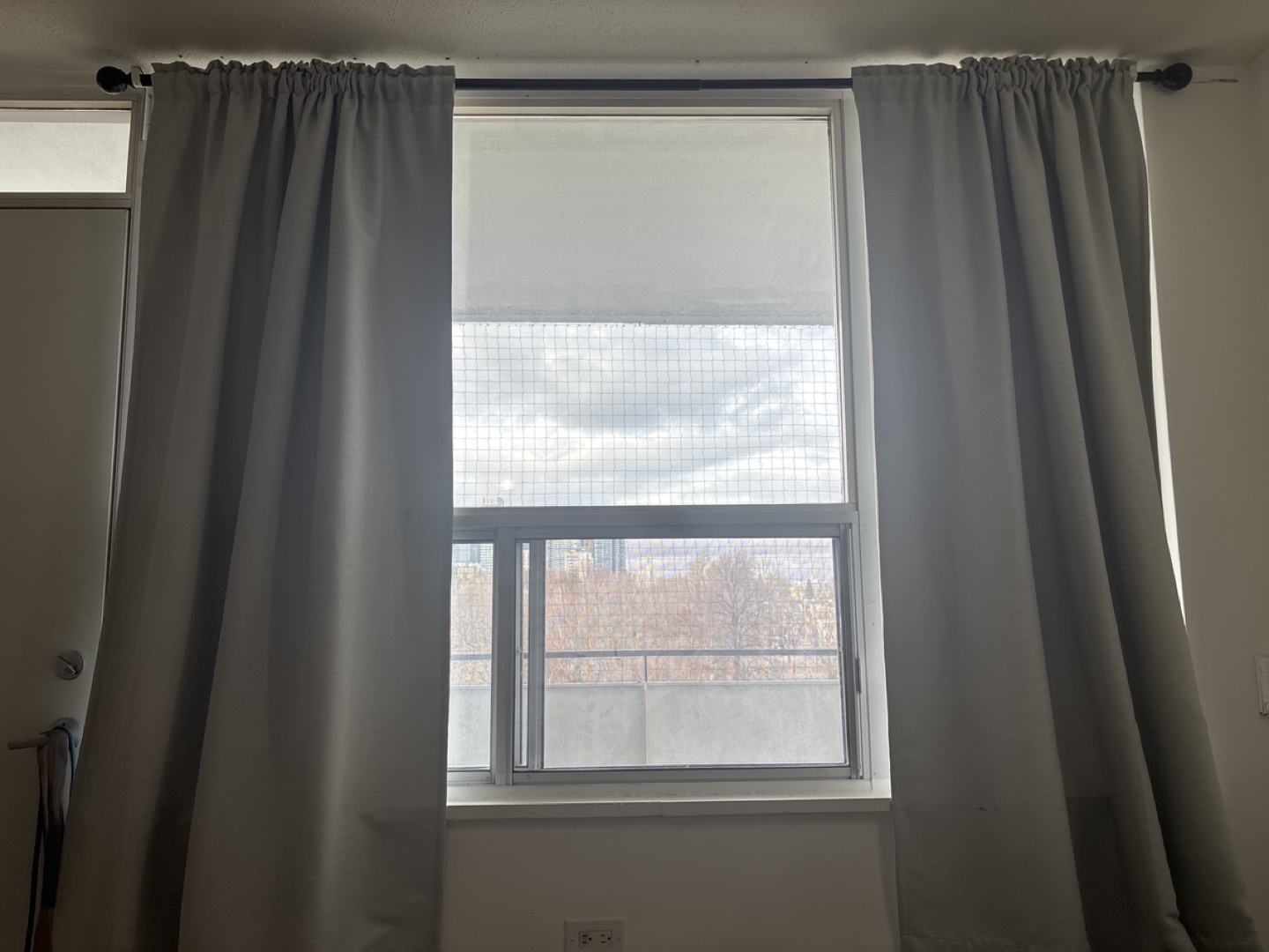 Grey Room Darkening Curtains with expandable rod