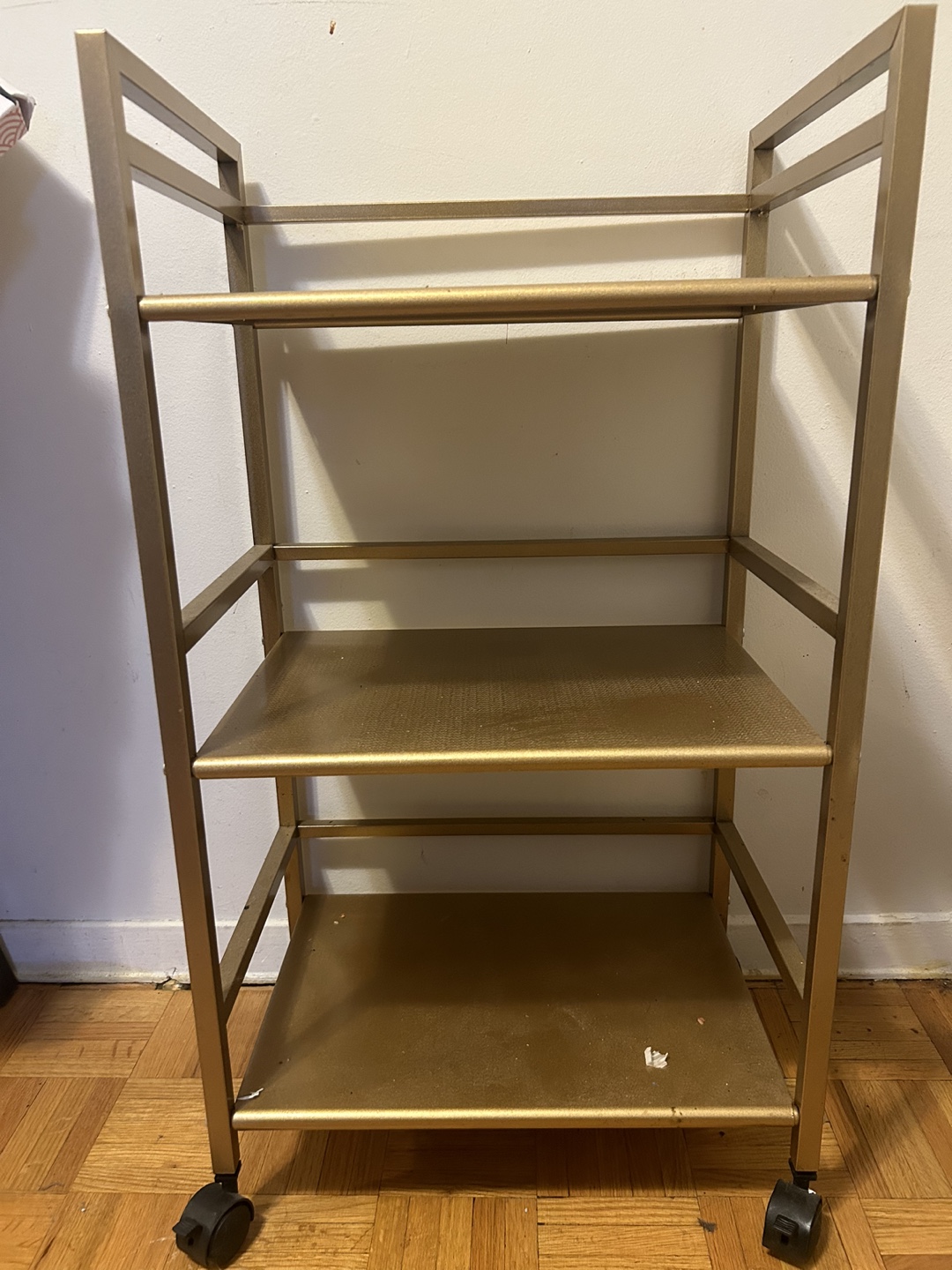Gold Metal Rolling Cart with 3 Shelves
