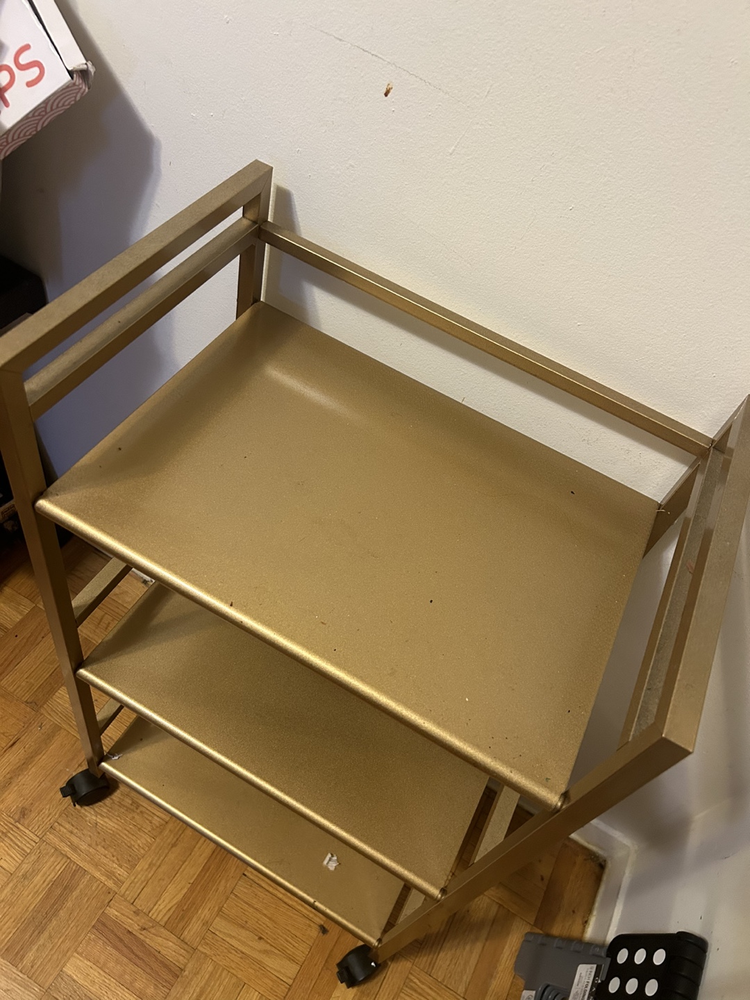 Gold Metal Rolling Cart with 3 Shelves - photo 2