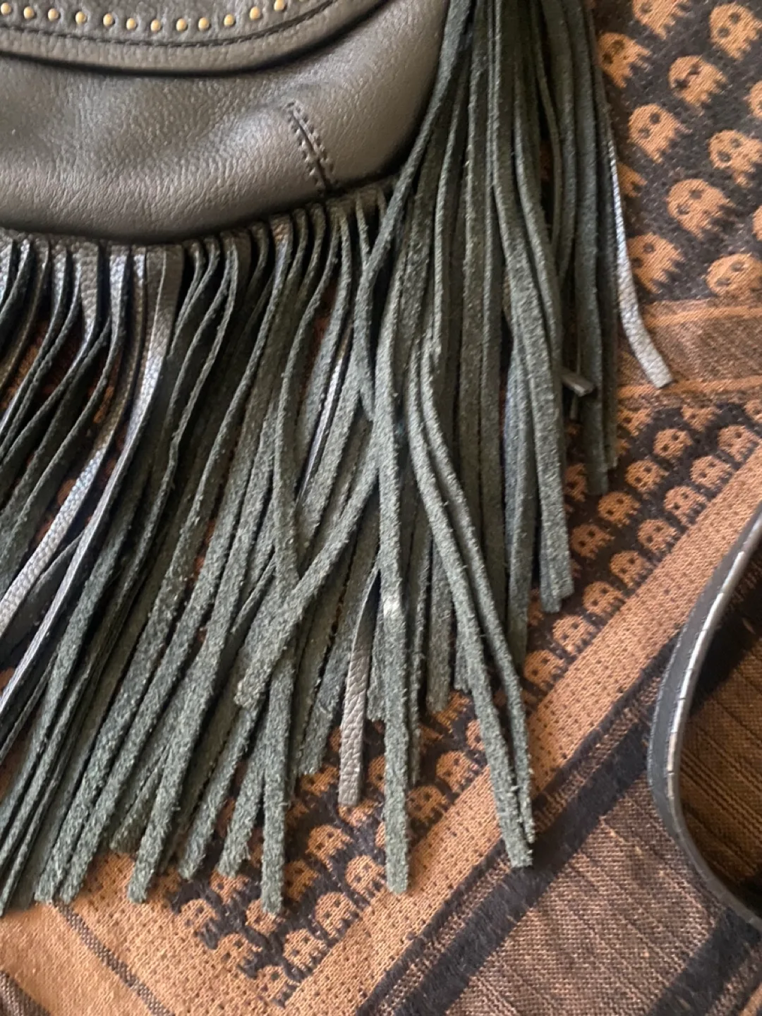 Black Leather Fringe Crossbody Bag image indicator(2)