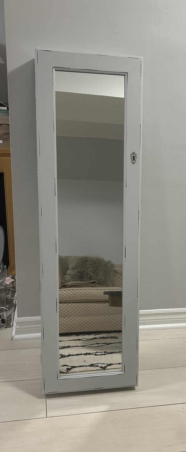 Charming Farmhouse Style Mirrored Jewelry Cabinet