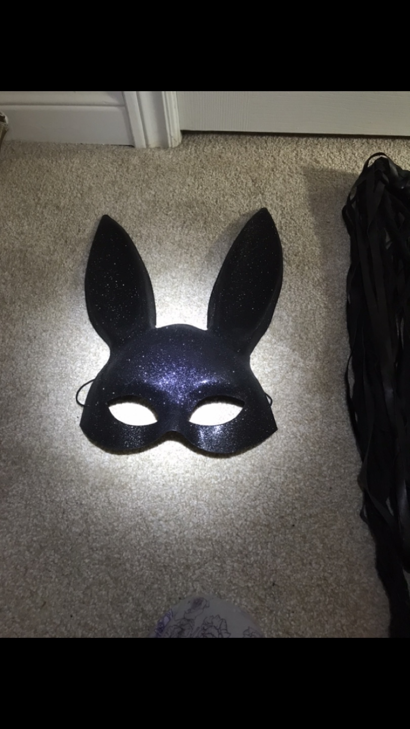 Black Glitter Bunny Mask #ThriftyPicks