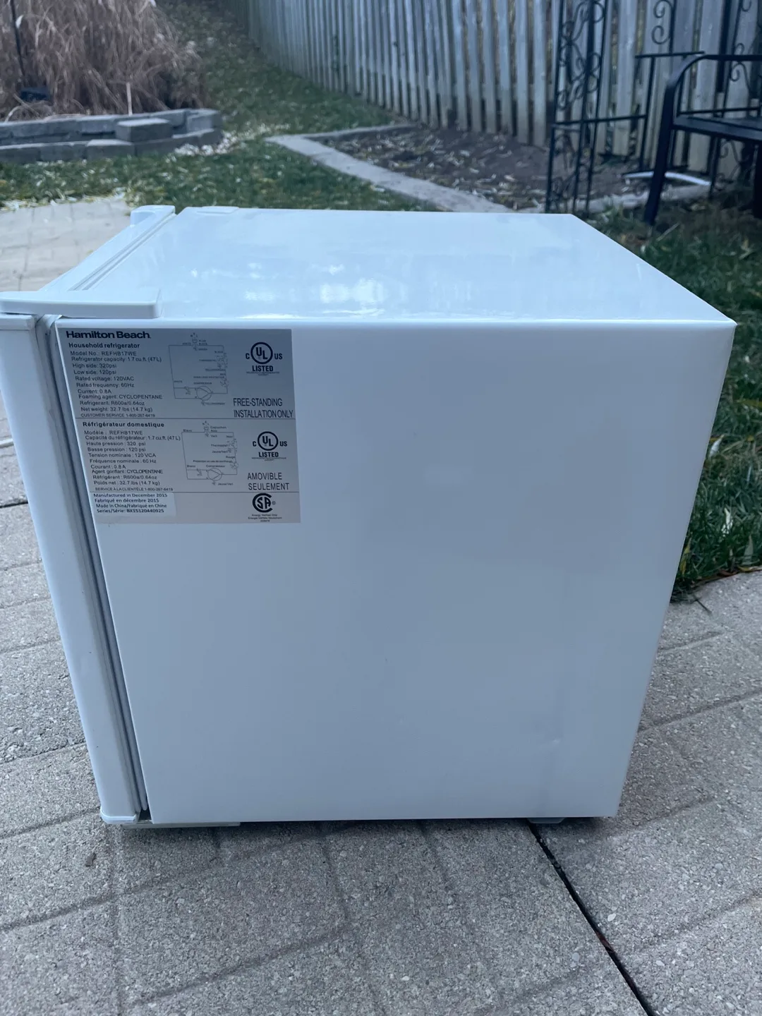 HAMILTON BEACH mini fridge with freezer (comes with tray) image indicator(6)