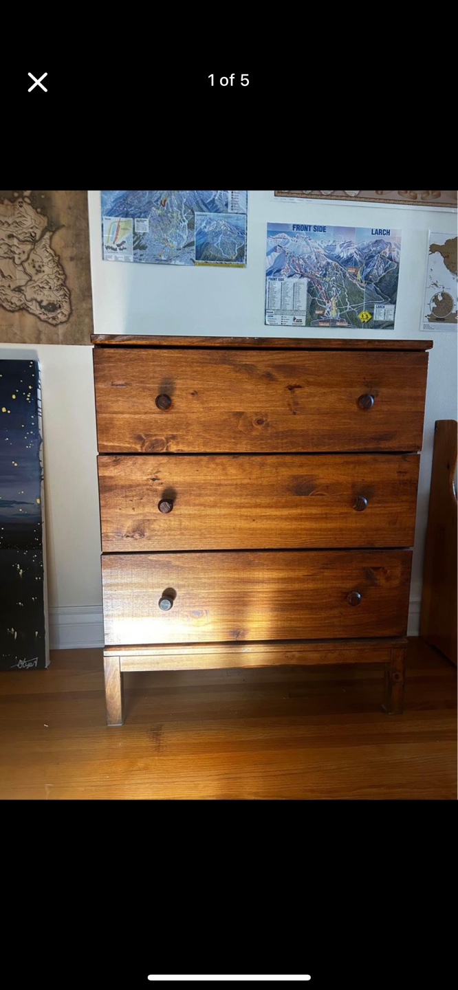 Wooden 3-Drawer Dresser