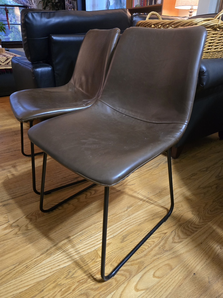 Set of 2 Brown Faux Leather Dining Chairs
