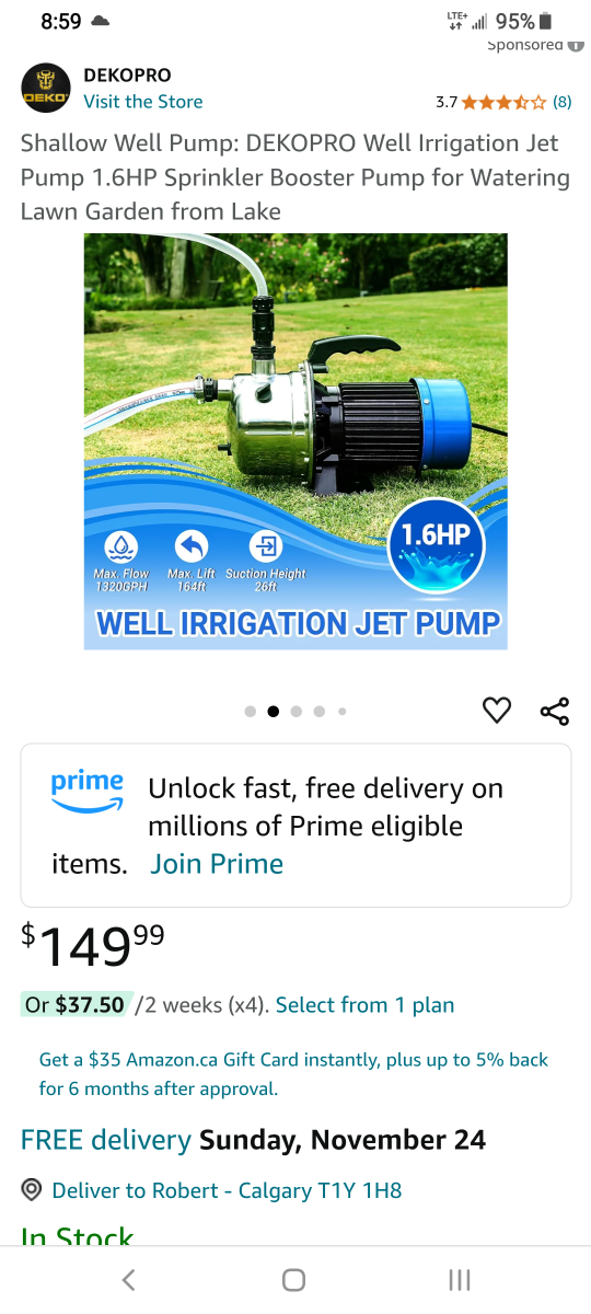 DEKOPRO 1.6HP Shallow Well Jet Pump - photo 5