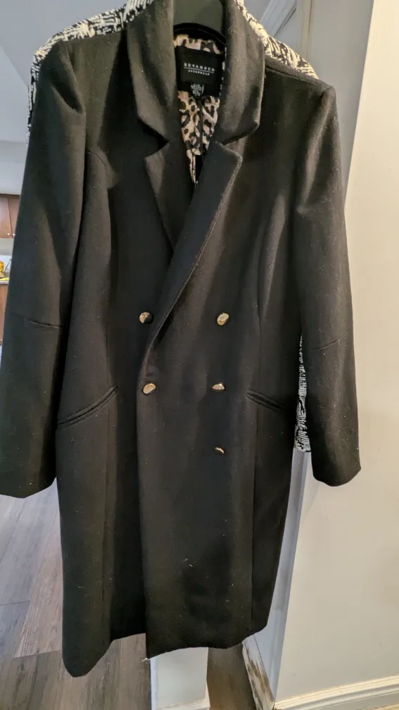 Winter Black Double Breasted Long Coat image indicator(2)