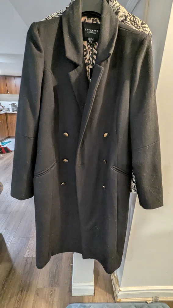 Winter Black Double Breasted Long Coat image indicator(4)