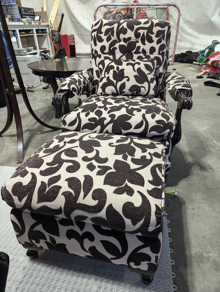 Floral Armchair and Ottoman