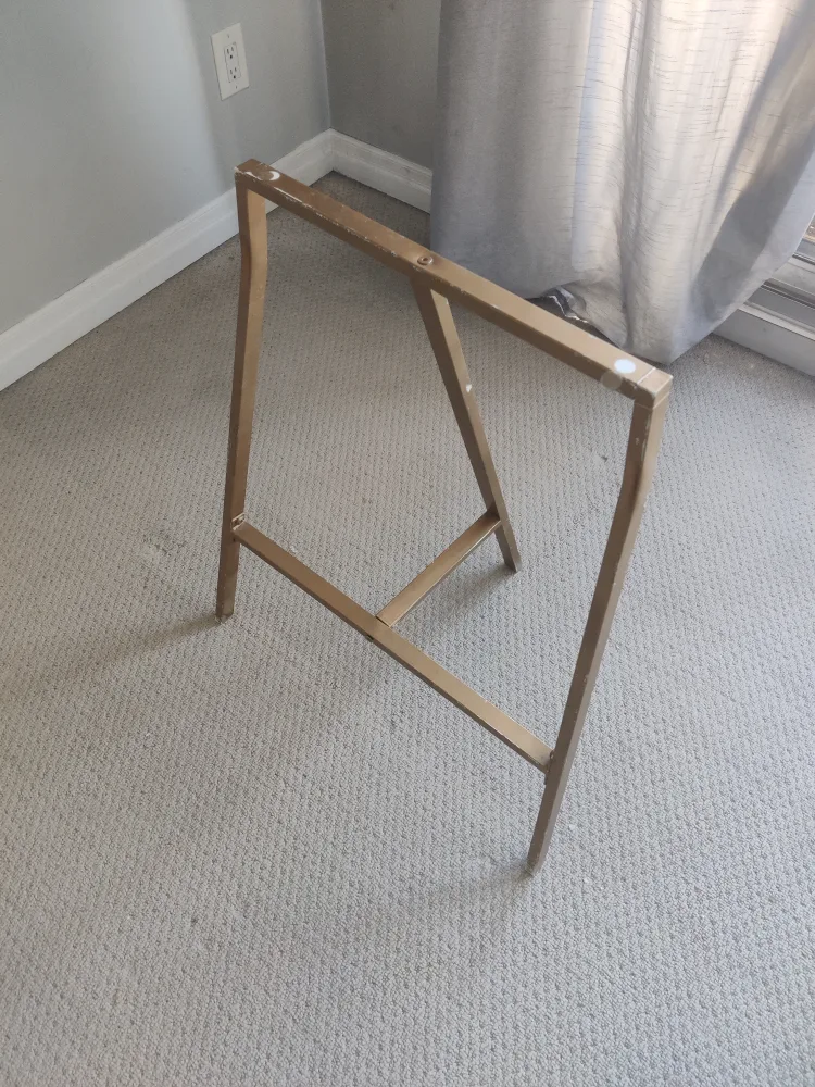 White Desk with Gold Trestle Legs image indicator(3)