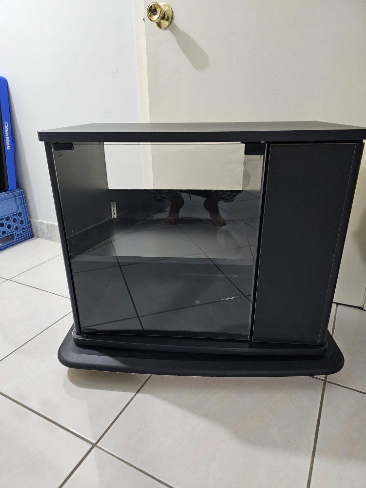 Black TV Stand with Glass Doors