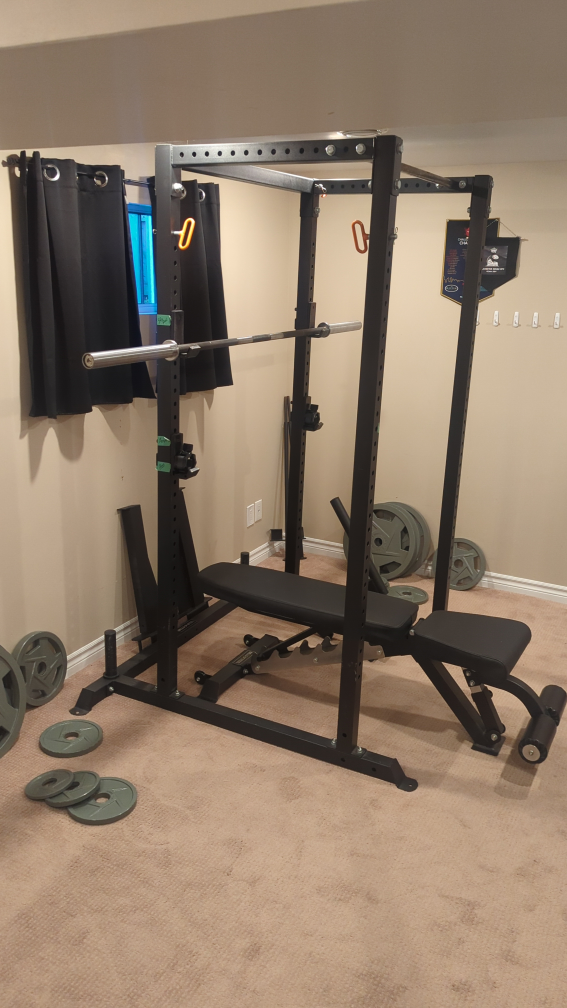 Powerlifting Cage, Bench, Bar and accessoriea