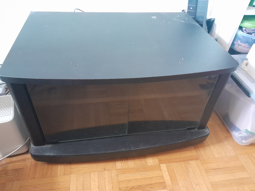 Black TV Stand with Glass Doors