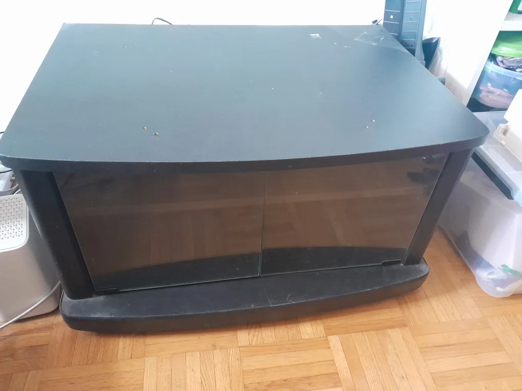 Black TV Stand with Glass Doors thumbnail